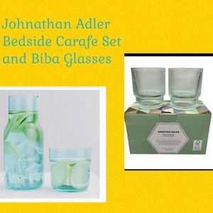 Johnathan Adler Bedside Carafe Set & Set of 2 Biba Glasses